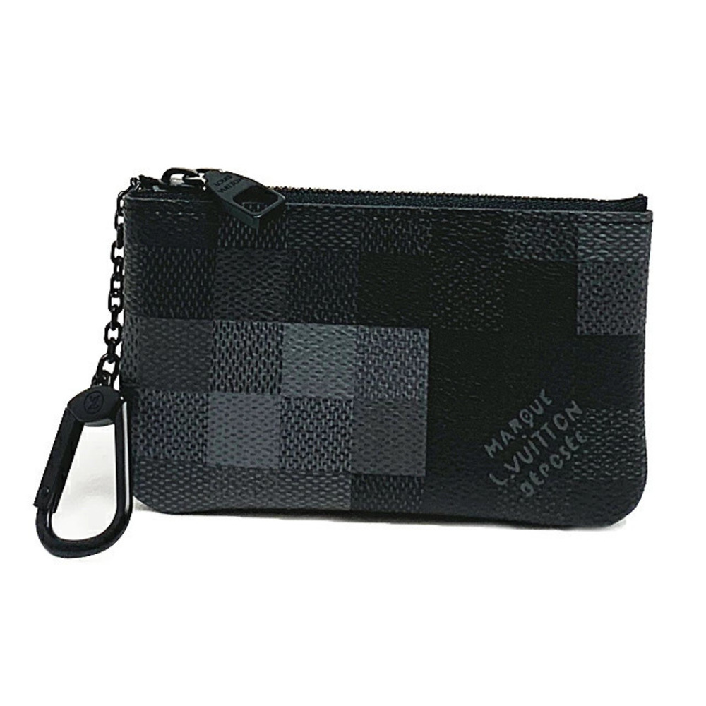 Louis Vuitton Damouflage Card Key Case Pochette Pouch Leather Black